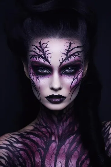 Halloween fairy makeup portrait with dramatic shadows and gothic fantasy styling